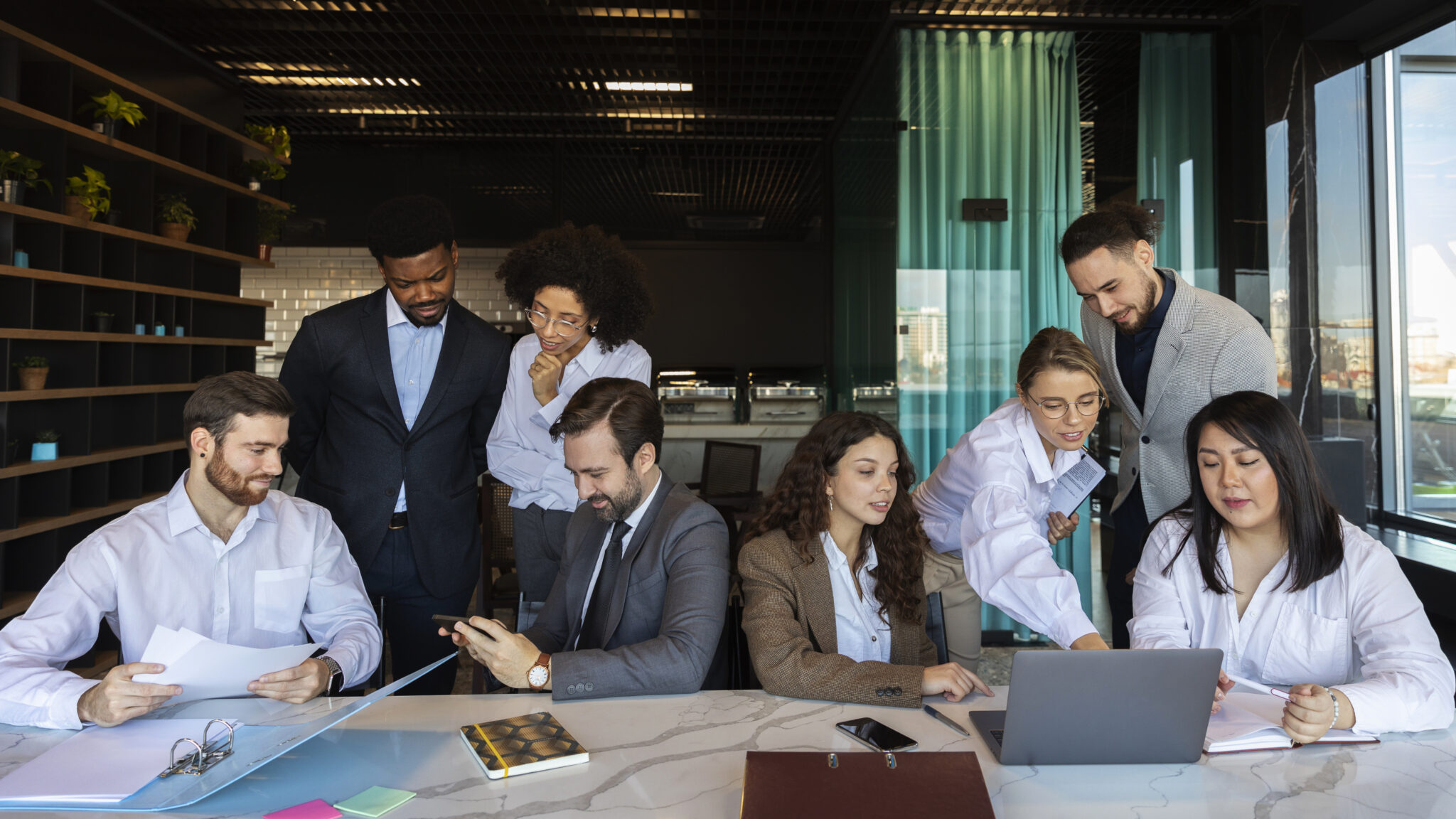 People taking part in a business event and discussing work