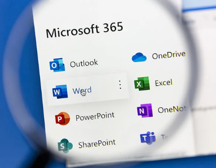 microsoft 365 apps with magnify glass